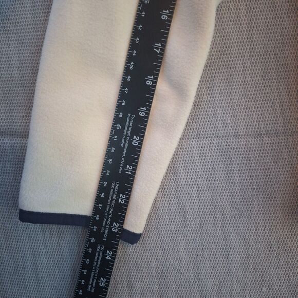 LL Bean Jacket Womens Medium Ivory Full Zip Lightweight Fleece Mock Neck Logo - Picture 15 of 16